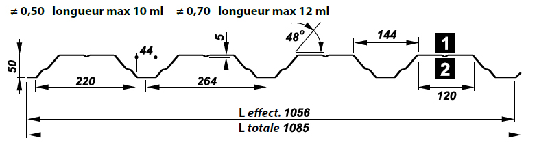 Bardage mural T50